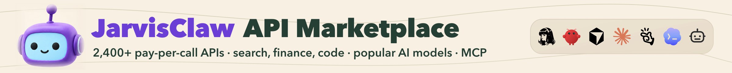 JarvisClaw API Marketplace: 2,400+ pay-per-call APIs, popular AI models, MCP